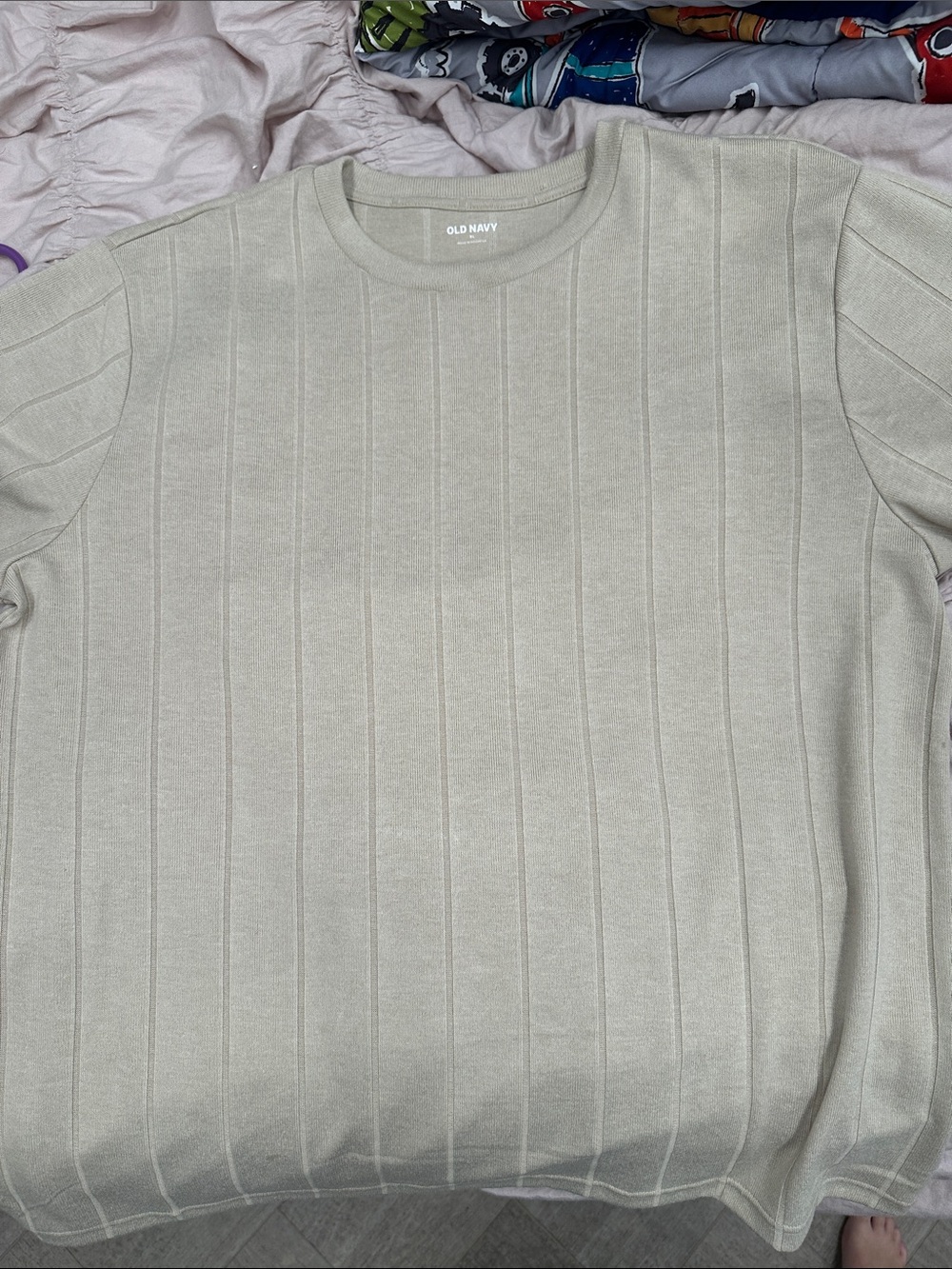 Old Navy Neutral Beige Ribbed Crewneck Sweater